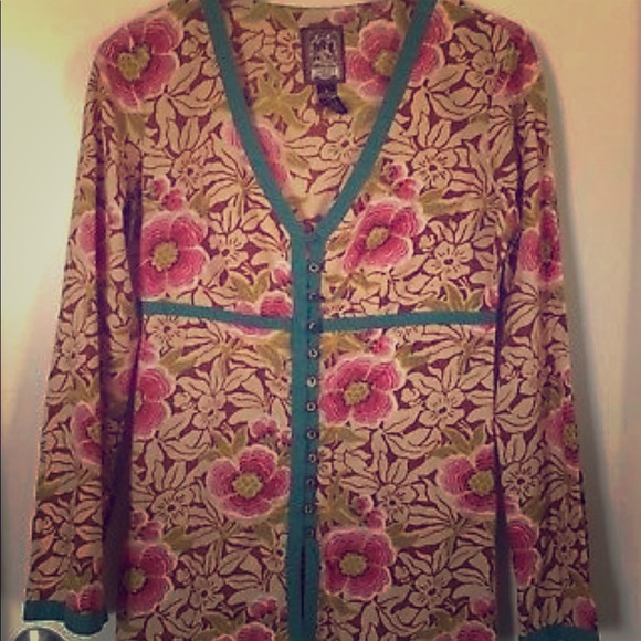 Lucky Brand Tops - Lucky Brand Boho Peasant Blouse Floral Tunic SZ M